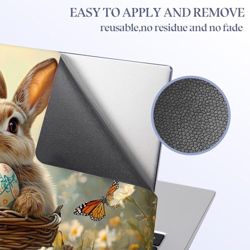 Universal Laptop Skin Sticker Decal,15.6 Inch Laptop Vinyl Cover for 13" 14" 15.6" Laptop,Scratch-Resistant Waterproof Protector Wrap,Reusable with Wrist Pads,Bunny with Eggs and Butterflies - color: Bunny with Eggs and Butterflies