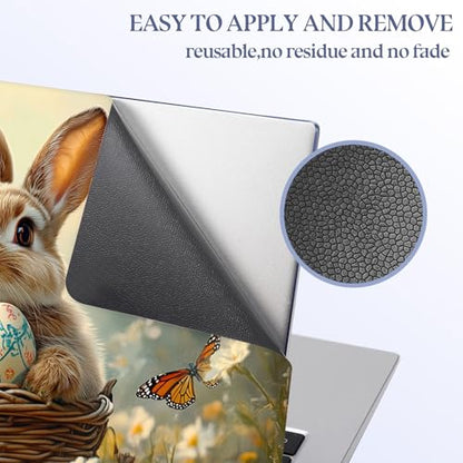 Universal Laptop Skin Sticker Decal,15.6 Inch Laptop Vinyl Cover for 13" 14" 15.6" Laptop,Scratch-Resistant Waterproof Protector Wrap,Reusable with Wrist Pads,Bunny with Eggs and Butterflies - color: Bunny with Eggs and Butterflies