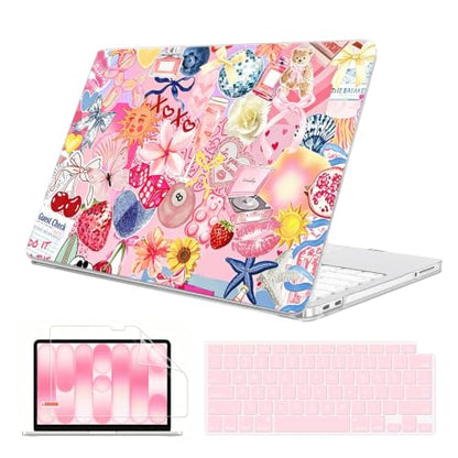 for MacBook Neo 13 inch Case 2026 A3404, Blush Aesthetic | Matte Hard Shell with Stylish Pink Collage Design, Scratch Resistant Protection, Precision Fit, and Lightweight Portability - color: Pink Collage