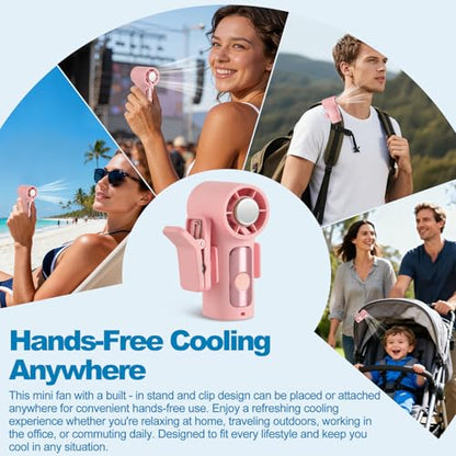 Portable Fan with Ice Cooling Plate,18000RPM High-Speed Rechargeable Mini Clip-on Fan with LED Display, Powerful Personal Fan for Travel, Outdoor & Office