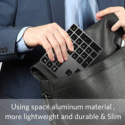 JOYEKY Bluetooth Number Pad, Aluminum Rechargeable Numeric Keypad Wireless 34-Keys Number Keyboard Shortcut Keypad Numpad Data Entry Compatible for iMac Windows - color: B-Black Aluminum