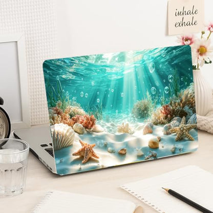 PLIGREAT 15 Inches Sea Sunlight Laptop Decal Sticker Skin Cover, Sea Coral Reef Laptop Sticker Decals Fits 12" to 15" Laptops Universal Waterproof Removable, Blue Beige - color: Blue Beige