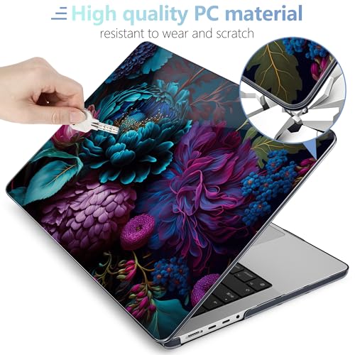 MEEgoodo Compatible with MacBook Pro 14 inch Case (M5/M4/M3/M2/M1) Pro/Max 2026 2025 2024 2023 2021, Case Fit Model A3427/A3426/A3434/A3112/A3401/A3185/A2918/A2992/A2779/A2442,Beautiful Fantasy Flower - color: Beautiful Fantasy Flower