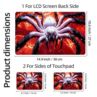 Aesthetic Laptop Skin Sticker, Giant White Spider in Fiery Abyss Waterproof Vinyl Laptop Decal, Removable Bubble Free, Reusable Protective Cover for 13 14 15 15.6 Inch - color: Giant White Spider in Fiery Abyss