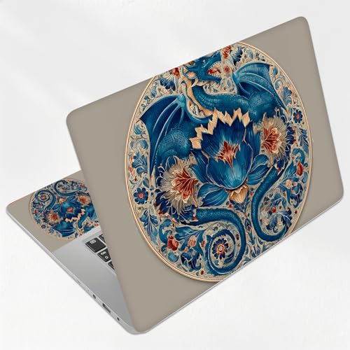 Blue Dragon and Phoenix Yin Yang Universal Laptop Skin Sticker 3PCS,Protective Decal Trim-to-Fit 11.6" 13.3" 14" 15.6" Laptop Vinyl Cover,Removable Anti-Scratch Computer Decal Protector - color: Blue Dragon and Phoenix Yin Yang