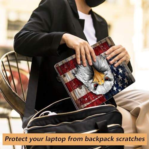 Laptop Skin Sticker for 12.1”-15.6“ Laptops (Fits 13”, 13.3”, 14”, 15”, 15.4”) | Protective Universal Reusable Vinyl Art Decal Cover | Waterproof & Scratch-Resistant-Eagle on American Flag Wood - color: Eagle on American Flag Wood