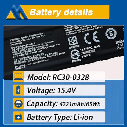 RC30-0328 RZ09-0328 Laptop Battery Replacement for Razer Blade 15 Base 2020/2021 RZ09-0328X RZ09-03289 RZ09-03287 RZ09-03286 RZ09-0369 RZ09-03287E22 RZ09-0410x RZ09-0330X RZ09-03304x - size: 9.60*2.52*0.45 inch RC30-0328