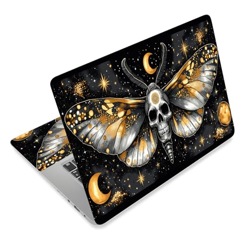 Laptop Skin Sticker Decal for 12 13 13.3 14 15 15.6 in, Universal Vinyl Waterresistant Protector Cover for Notebook PC Netbook, Computer Decor for Women Girls Mystical Death Moth - color: Mystical Death Moth
