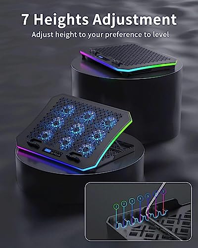 KeiBn 6 Fans & 8 Fans Blue Laptop Cooling Pad, Laptop Cooler for 15.6-17.3 Inch Laptops with 7 Height Stands, 2 USB Ports,10 RGB Modes