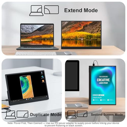 Topmonitor Portable Monitor Touchscreen 15.6" 1080P FHD IPS, 10-Point Touch Travel Gaming Display with Dual Speakers & Kickstand, USB-C HDMI External Screen for Laptop, MacBook, Phone, PS5, Switch