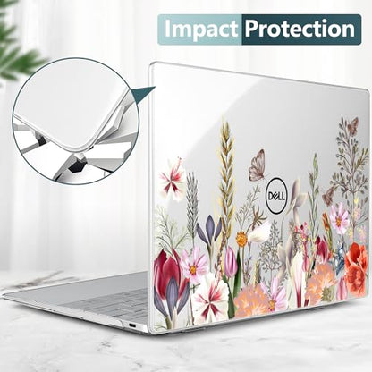 Batianda Cute Whimsical Wildflower Case for Dell XPS 13 Laptop 2024 2025 | Fits Model 9340/9345/9350 13.4" Display, Lightweight Slim Hard Shell Protection for Women and Garden Lovers - color: Flower field