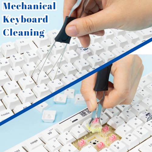 SIMPOR 6 Pcs Anti Static Brush Set with Keycap Puller, PC Computer Electronics Keyboard Cleaning Kit, Nylon Keyboard Cleaning Brush Cleaner for Mechanical Keyboard, PCB, Camera, Car Vents