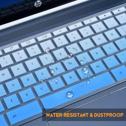 Keyboard Cover Skin for HP Chromebook 14 Laptop 14a-na 14a-ne 14a-ca 14a-na0226nr 14a-ne0013dx 14a-na0021nr 14a-na0031wm 14a-ca0030wm 14a-ca0023nr, HP Chromebook 14A G5 Keyboard Protector, Ombre Blue - color: Ombre Blue