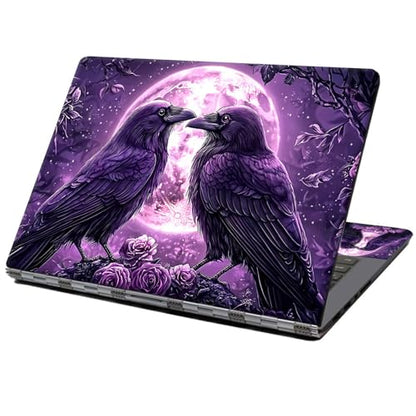 Laptop Skin Sticker Decal 12" 13" 13.3" 14" 15" 15.6",Waterproof Scratch Resistant Vinyl,Reusable Easy to Apply,for MacBook HP Dell Notebooks Netbooks Laptop,2 Wrist Pads,Crow Couple Purple - color: Crow Couple Purple