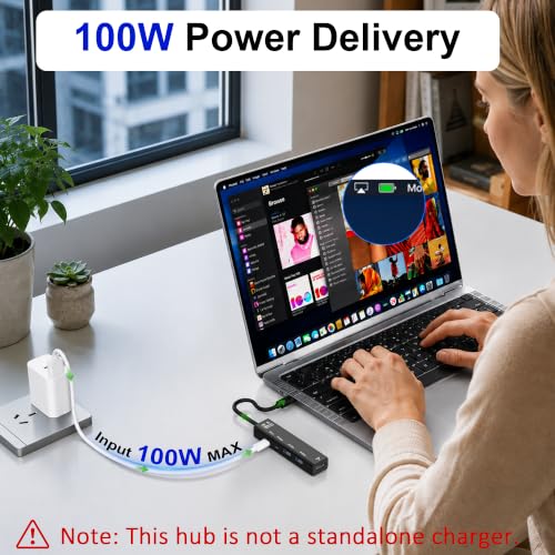 USB C Hub, 5 in 1 USBC to HDMI Adapter with 4K@60Hz, 100W Power Delivery, USB-C 5Gbps, 2 × USB-A 3.0 5Gbps, USBC Splitter Docking Station for MacBook, iPad Pro, iPhone 17/16, Windows