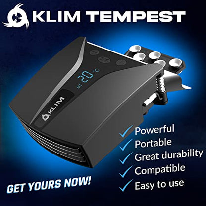 KLIM Tempest Laptop Cooler with Vacuum Fan - New - Gaming Laptop Fan with Display - Temperature Detection + Automatic/Manual Mode - 4000 RPM - Portable - Compatible with Laptop Cooling Pads