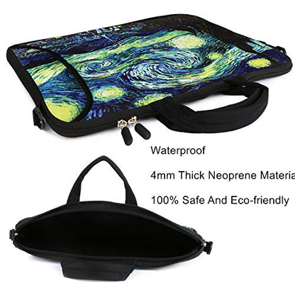 Violet Mist 14 Inch Laptop Shoulder Bag Carrying Case Laptop Sleeve 15 15.4 15.6 Inch Computer Messenger Bag Neoprene Waterproof Protective Tablet Handbag Handle Shoulder Strap, Starry Sky - color: Starry Sky, size: For 14"15"-15.6"