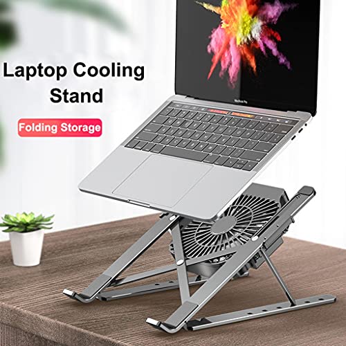 Portable Laptop Cooling Stand Fan Foldable Aluminum Alloy Notebook Cooler Pad Holder Adjustable for 17inch Tablet