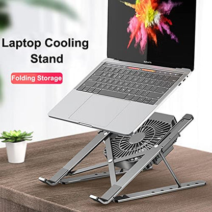 Portable Laptop Cooling Stand Fan Foldable Aluminum Alloy Notebook Cooler Pad Holder Adjustable for 17inch Tablet