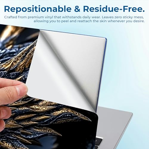 Reusable Universal Laptop Skin Sticker, Cut to Fit for 11.6–15.6 Inch Laptops, Waterproof Protective Film, No-Residue - Golden Dragon - color: Golden Dragon