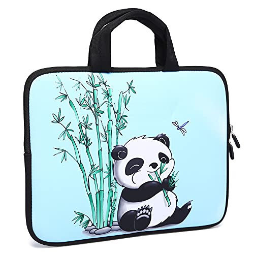 14 15 15.4 15.6 inch Laptop Handle Bag Computer Protect Case Pouch Holder Notebook Sleeve Neoprene Cover Soft Carrying Travel Case For Dell Lenovo Toshiba HP Chromebook ASUS Acer (Panda & Bamboo) - color: Panda & Bamboo