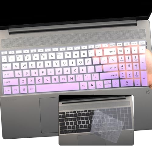 2 PCS Keyboard Cover for HP 15.6" 15-fc 15-fd 15z-fc000 15-fd0083wm 15t-fd000,HP OmniBook 5 AI 16" 16-ag 16-af 16-ba 16-bc 16z-ag100 16z-bc100 Series Laptop 16-af1037nr 16-bc1047nr-OPurlple+Clear - color: OPurlple+Clear