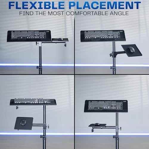 VIVO Black Mobile Keyboard Tray and Mouse Pad Cart, CART-KB1A | Freestanding, Ergonomic Typing Platform with Tilting Design and Height Adjustment