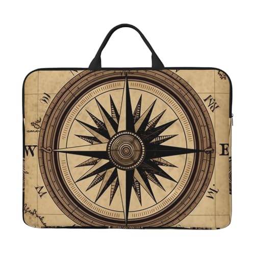 14 Inch Laptop Sleeve Case Waterproof Lightweight Laptop Case BagsCompass Wind Road Map Travel Laptop Bag With Handle For Women Men