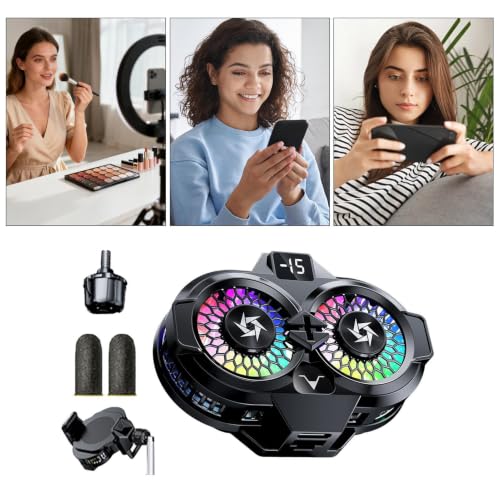 Phone Cooler Cellphone - Double Semiconductor Clip with Digital Display | Phone Cooling for Mobile Game Live Streaming Home Tablet Laptops