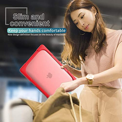 Batianda Heavy Duty Case for MacBook Pro 14 inch 2026-2021, Red | Fits M5/M4/M3/M2/M1 Pro Max Chip, Ergonomic Foldable Stand Holds 22 lbs, Shockproof Bumper, Matte Translucent Hard Shell - color: Red