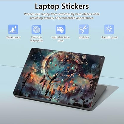 Universal Laptop Skin Sticker with 2 Wrist Pad Skins, Waterproof Scratch Resistant Vinyl Laptop Cover Decal, Cut to Fit for 11–15.6 Inch MacBook HP Dell Lenovo, Dreamcatcher - color: Dreamcatcher