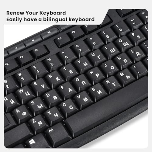2PCS Russian Keyboard Letter Stickers with Tweezer - Cyrillic Keyboard Letters Replacement Stickers, Russian Alphabet Sticker for Laptop Computer PC Desktop Keyboards, Peel-Off Film, Leave Letters - size: Russian-White
