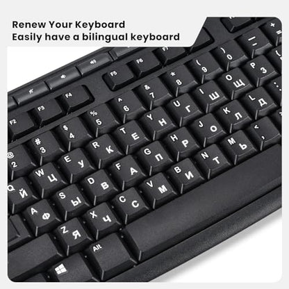 2PCS Russian Keyboard Letter Stickers with Tweezer - Cyrillic Keyboard Letters Replacement Stickers, Russian Alphabet Sticker for Laptop Computer PC Desktop Keyboards, Peel-Off Film, Leave Letters - size: Russian-White