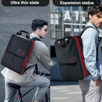 Slim & Expandable Laptop Backpack 15.6 16 17 inch Travel Business Backpack Water-Resistant Daypack for Men and Women，Black red - color: B01rd01