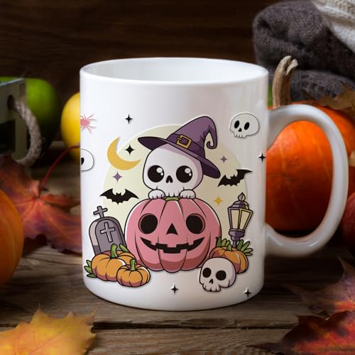 Rngmsi UV DTF Cup Wraps - 12 Sheets Halloween UV DTF Cup Wraps for 16 oz Glass, Cute Ghost Pumpkin Skull Bat Cobweb Cat Rub on Transfer Stickers, Uvdtf Decals for Mug Water Bottles, DIY Crafts - style: Halloween Ghost