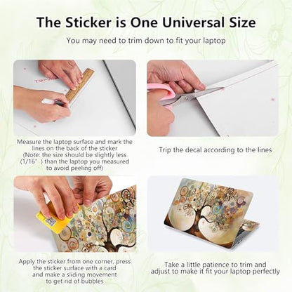 Laptop Skin Sticker Decal, Universal Reusable Vinyl Laptop Cover for 12" 13" 13.3" 14" 15" 15.4" 15.6" Notebook PC, Waterproof Scratch-Resistant with 2 Wrist Pads, Easy to Apply & Remove,Art Tree - color: Art Tree