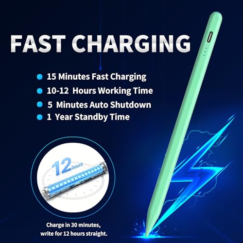 Stylus Pen Android for AMZ Tablet HD 10/Max 11 Compatible with Samsung/Lenovo,Accurate， Push-Button Switch On/Off,Long Battery Life+2Tips(NW Green) - color: NW Green