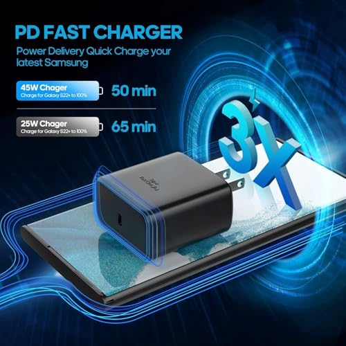 Samsung Super Fast Charger, 45W USB-C Super Fast Charging Wall Charger - PD GaN Power PPS Charger for Samsung Galaxy S26 S25 S24 S23 S22 Ultra Plus S20 Note10 Tab S8 Ultra.