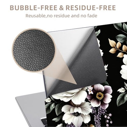 Universal Laptop Skin Sticker for 12/13/14/15.6 Inch Laptops, Reusable Vinyl Laptop Decal Cover, Waterproof Scratch Resistant Notebook Skin with 2 Wrist Pads,Watercolor White Roses - color: Watercolor White Roses