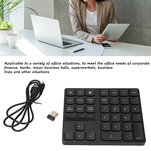 hoopoocolor 35 Keys Wireless Numeric Keypad, Rapid Rebound Stable Signal Transmission Ergonomic 2.4G Wireless Gaming Keyboard, 10M Range Plug and Play for Windows for Android for Laptop