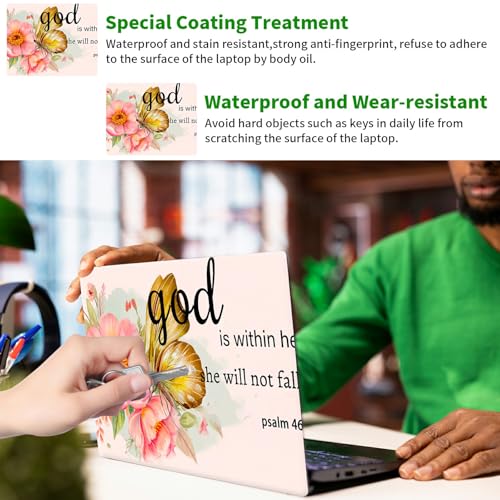 Laptop Skin Sticker Decal, Universal Protective Cover Fit 12 13 14 15.6 Inch Notebook, Reusable Water-Resistant Vinyl Decal w/ 2 Wrist Pads for Business Travel Office, Flower Bible 46-5 - color: Flower Bible 46-5