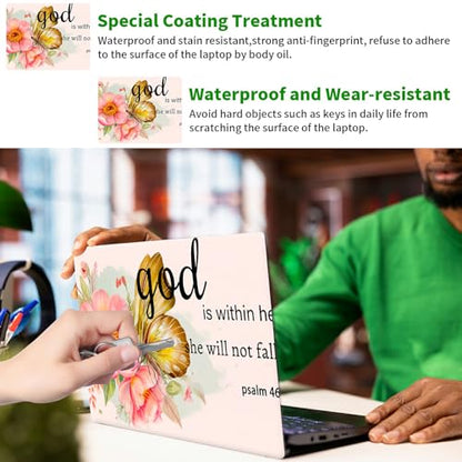 Laptop Skin Sticker Decal, Universal Protective Cover Fit 12 13 14 15.6 Inch Notebook, Reusable Water-Resistant Vinyl Decal w/ 2 Wrist Pads for Business Travel Office, Flower Bible 46-5 - color: Flower Bible 46-5