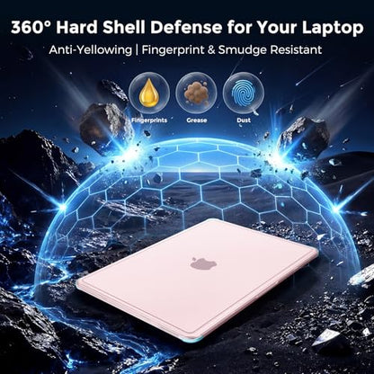 MOSISO Compatible with MacBook Air 13 inch Case M5 2026 M4 M3 M2 2025-2022 | A3449 A3240 A3113 A2681, Scratch-Resistant Shock-Absorbent Reinforced Hard Shell Cover for MacBook Air 13.6 Case, Pink - color: Pink
