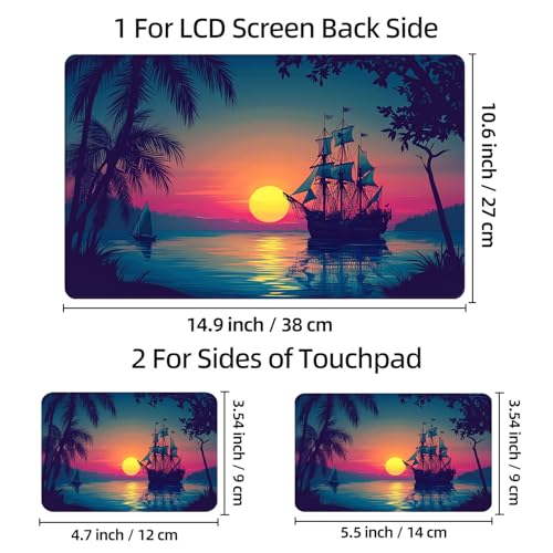 Universal Laptop Skin Sticker Decal, 12"-15.6" Aesthetic Vinyl Wrap, Pirate Ship Ocean Sunset Waterproof Notebook Cover Art Protector for MacBook HP Dell Lenovo, Fits 13" 14" 15" 15.6" - color: Pirate Ship Ocean Sunset