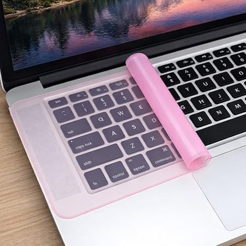 Laptop Keyboard Protector Silicone Transparent Cover for Dustproof Protection Compatible with 13-14 Inch (Pink) - color: pink