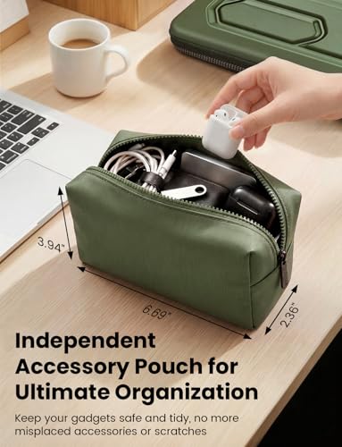 DOMISO Laptop Hard Case 14-14.4 inch Waterproof Shockproof Hard Shell Laptop Sleeve with Handle & Storage Pocket, Compatible with MacBook, HP, Dell, Green - color: Green, size: 14 inch