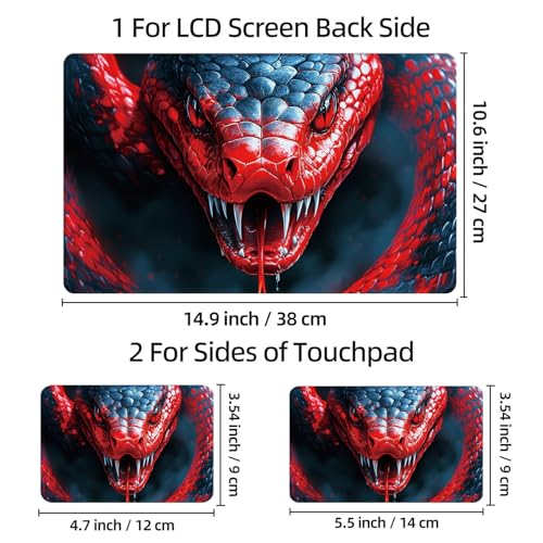 Universal Laptop Skin Sticker Decal, 12"-15.6" Aesthetic Vinyl Wrap, Red Snake Head Striking Waterproof Notebook Cover Art Protector for MacBook HP Dell Lenovo, Fits 13" 14" 15" 15.6" - color: Red Snake Head Striking