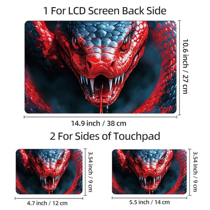 Universal Laptop Skin Sticker Decal, 12"-15.6" Aesthetic Vinyl Wrap, Red Snake Head Striking Waterproof Notebook Cover Art Protector for MacBook HP Dell Lenovo, Fits 13" 14" 15" 15.6" - color: Red Snake Head Striking