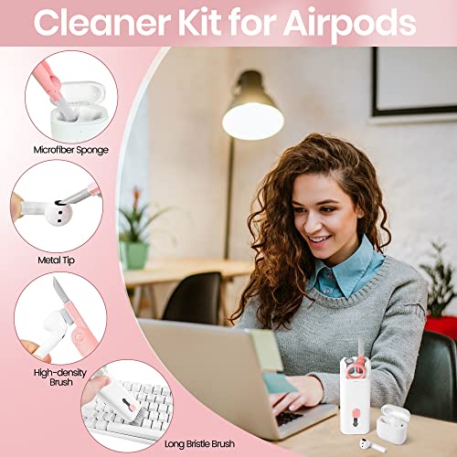 MacBook iPad iPhone Pro Screen Cleaner and Keyboard Tool - AirPod Cleaner - Computer Cleaning Kit (Pink) - color: Pink