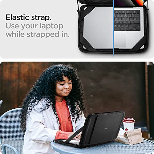 Spigen Rugged Armor Hard Shell Laptop Sleeve Pouch Compatible with 13-inch New MacBook Neo/Air M5 (2026), M4/A3240 2025, M3/A3113, M2/A2681 M1/A2337 A2179 A1932 M2/M1 A2338,13-14 inch laptops - Black - size: 14 Inch